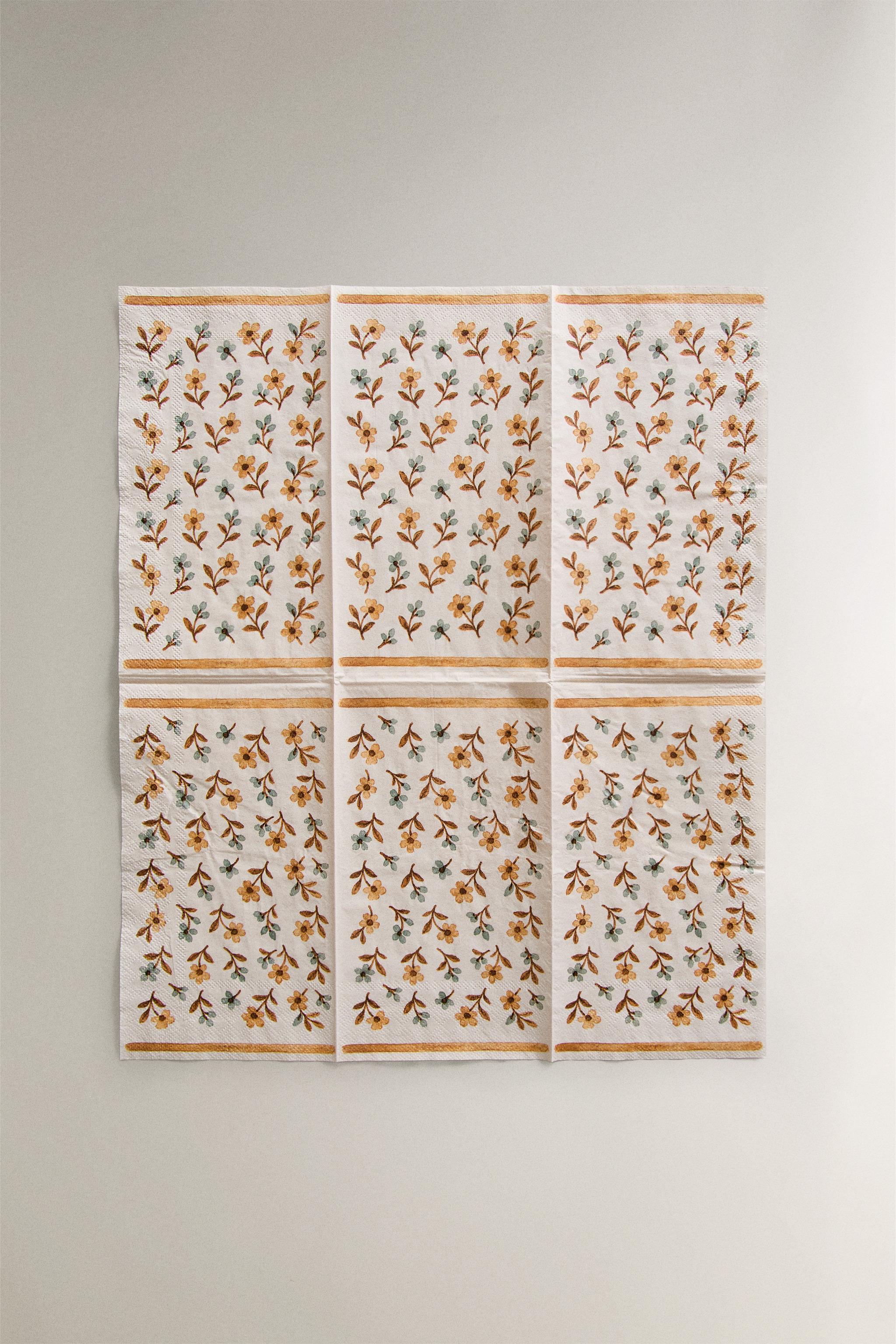 FLORAL AND PLAID PAPER NAPKINS (PACK OF 30)